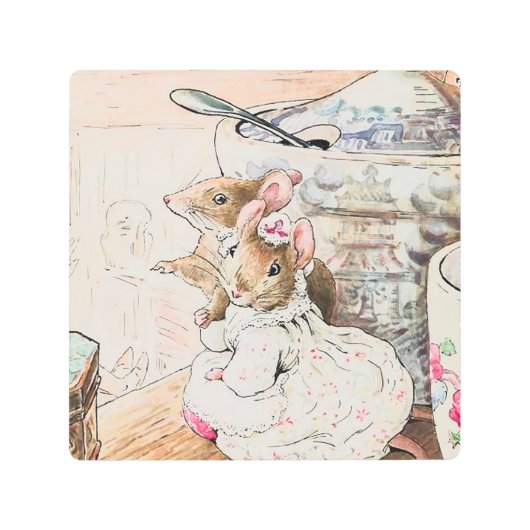 ビアトリクス・ポッターの「ねずみの話を聞いた服屋」 メタルプリント (正面)