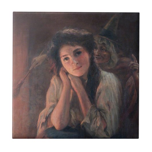 ビアトリス・オフォーによる「少女と魔女」 タイル (正面)