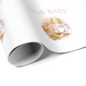 ビアトリックスポッターバニーラビットピンク赤ちゃんシャワー ラッピングペーパー (ロールコーナー)