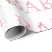 ビアトリックスポッターバニーラビットピンク赤ちゃんシャワー ラッピングペーパー (ロールコーナー)