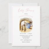 ビアトリックスポッターピンクバニーベビーシャワー招待状 招待状 (正面)