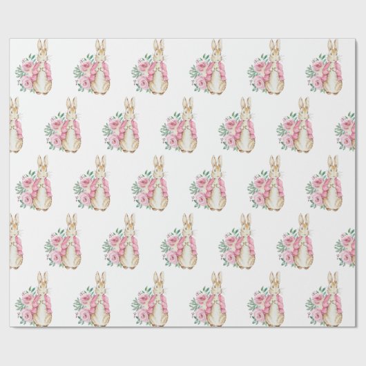 ビアトリックスポッターピンクフローラ赤ちゃんシャワー ラッピングペーパー (フラット)