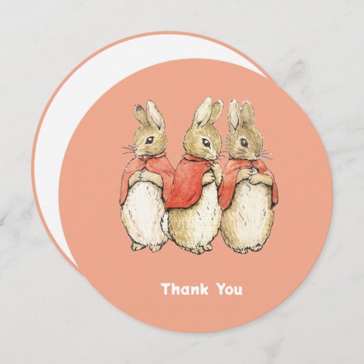 ビアトリックスポッターフロプソモプソスコットンテールヴィンテージ サンキューカード (正面/裏面)