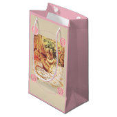 ビアトリックスポッターマウスかわいいヴィンテージ裁縫ピンク スモールペーパーバッグ (正面アングル)