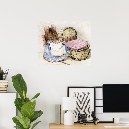 ビアトリックスポッターマザーとベビーネズミ ポスター (ホームオフィス)