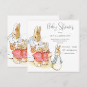 ビアトリックスポッターヴィンテージピンクガール赤ちゃんシャワー 招待状 (正面/裏面)
