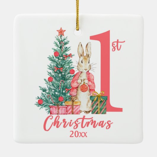 ビアトリックスポッター1初めてのクリスマスピンクホリデイ セラミックオーナメント (裏面)