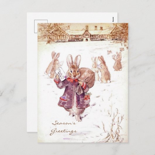 ビアトリックス・ポッターのクリスマスグリーティング ホリデー シーズンポストカード (正面/裏面)