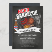 ビアバーベキュー結婚のトークカップルのシャワー 招待状 (正面/裏面)