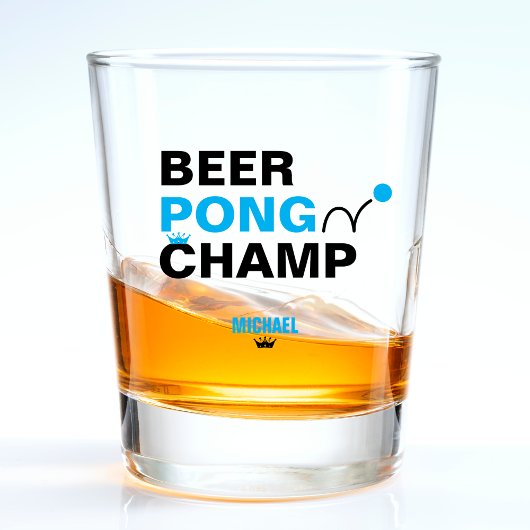 ビアポンチャンピオンチャンピオンブルー&ブラック ショットグラス