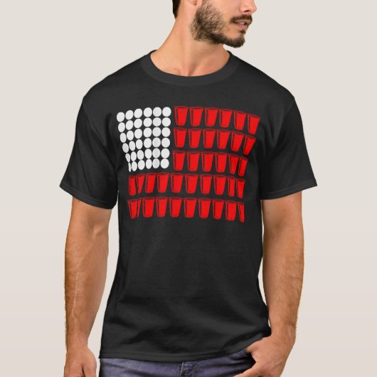 ビアポンフラッグ ドリンクゲーム ファミリー Tシャツ (正面)