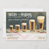 ビアラスティックウォーターカラービール仲間誕生日 招待状 (正面)