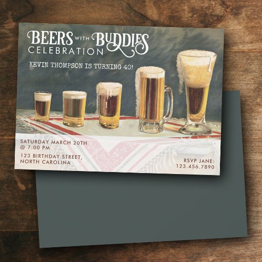 ビアラスティックウォーターカラービール仲間誕生日 招待状