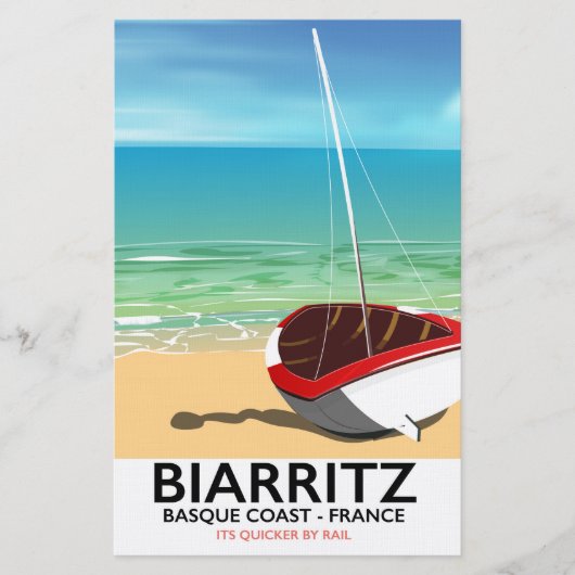 ビアリッツフランスビーチ旅行ポスター 便箋 (正面)