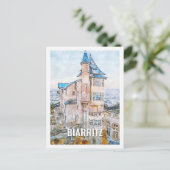 ビアリッツフランス有名な旅行プレイスウォーターカラー ポストカード (スタンド正面)