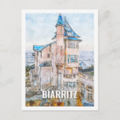 ビアリッツフランス有名な旅行プレイスウォーターカラー ポストカード (正面)