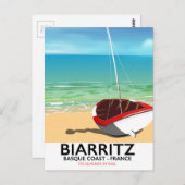 ビアリッツ フランス ビーチ 旅行ポスター ポストカード (正面/裏面)