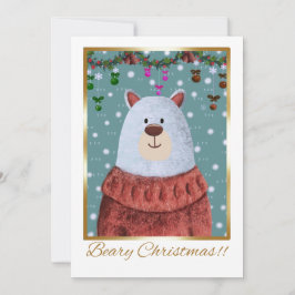 ビアリークリスマスカードかわいいクマinフェスティバル汗 招待状