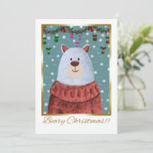 ビアリークリスマスカードかわいいクマinフェスティバル汗 招待状 (スタンド正面)