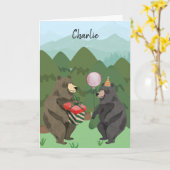 ビアリーハッピーバースデー名前をカスタムする誕生日カード カード (黄色い花)