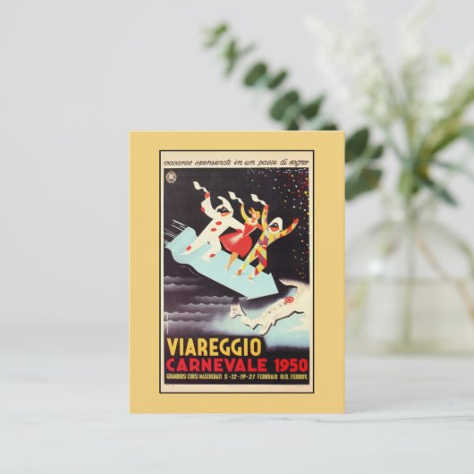ビアレッジョのカーニバル イタリア旅行のヴィンテージ広告 ポストカード (スタンド正面)