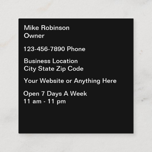 ビアーガーデンバーアンドレストラン スクエア名刺 (裏面)