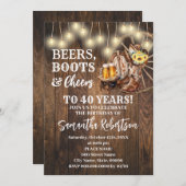 ビアーズブーツ&応援スンフラワーズウェスタン誕生日 招待状 (正面/裏面)