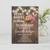 ビアーズブーツ&応援ピンクウェスタンカントリー誕生日 招待状 (スタンド正面)