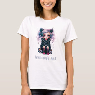 ビウィッはっきりしたクなゴシックの女の子ハロウィーンマグ Tシャツ
