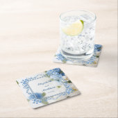 ビウエエレガントとホワイトオーバーレイの花結婚の数 スクエアペーパーコースター (インサイチュ)