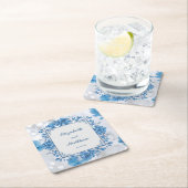 ビウエエレガントとホワイトオーバーレイの花結婚の数 スクエアペーパーコースター (インサイチュ)