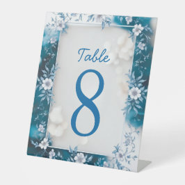 ビウエエレガントとホワイトオーバーレイの花結婚の数 台座サイン