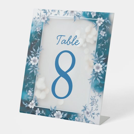 ビウエエレガントとホワイトオーバーレイの花結婚の数 台座サイン (正面)