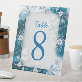 ビウエエレガントとホワイトオーバーレイの花結婚の数 台座サイン