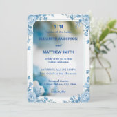 ビウエモダンとホワイトオーバーレイの花結婚の数 招待状 (スタンド正面)