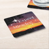 ビェルミラクルスパークルサンセット感動的引用文 スクエアペーパーコースター (アングル)