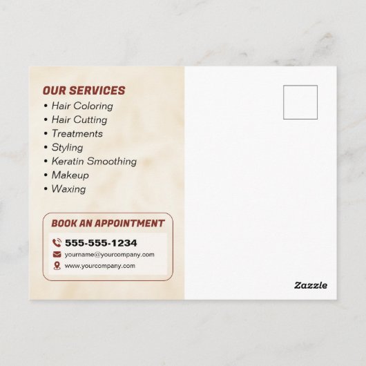 ビエエレガントゲ美容師サロンメイクアップワクシング ポストカード (裏面)