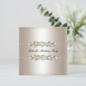 ビエゲエレガントクリーム金ゴールドバースデーパーティードジュエル 招待状 (スタンド正面)