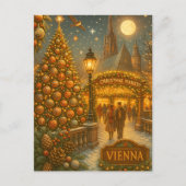 ビエナのクリスマスマーケット ヴィンテージ ホリデー トラベル アート シーズンポストカード (正面)