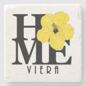 ビエラホームイエローハイビスカス ストーンコースター (正面)