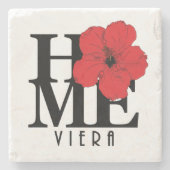 ビエラホームレッドハイビスカス ストーンコースター (正面)