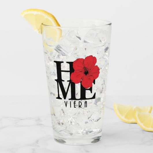 ビエラホームレッドハイビスカス タンブラーグラス (アイス正面)