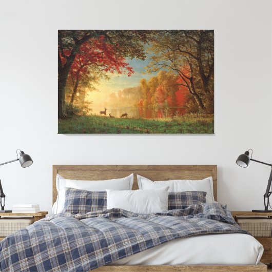 ビエルシュタットサンセットディアレイク絵画ズ キャンバスプリント (インサイチュ (寝室))