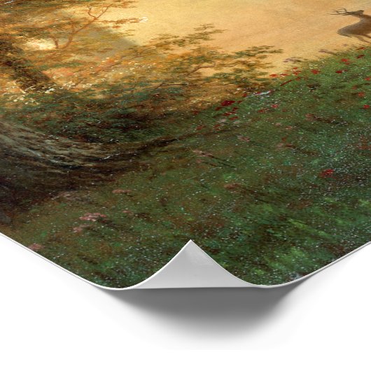 ビエルシュタットサンセットディアレイク絵画ズ ポスター (角)