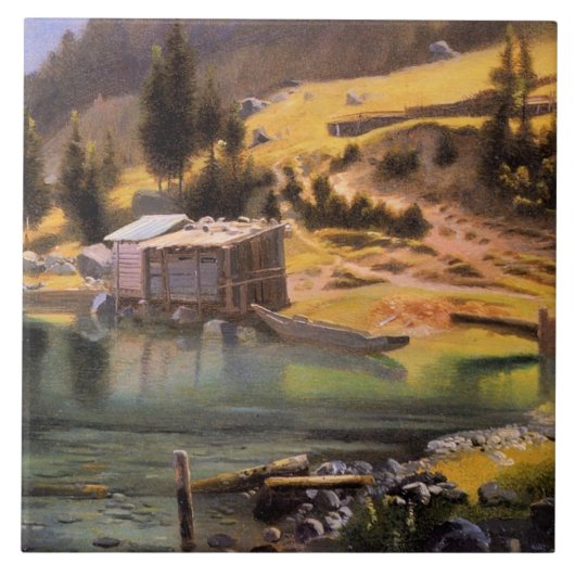 ビエルシュタット – 魚釣りと狩りキャンプ，アラスカ タイル (正面)