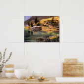 ビエルシュタット – 魚釣りと狩りキャンプ，アラスカ ポスター (キッチン)