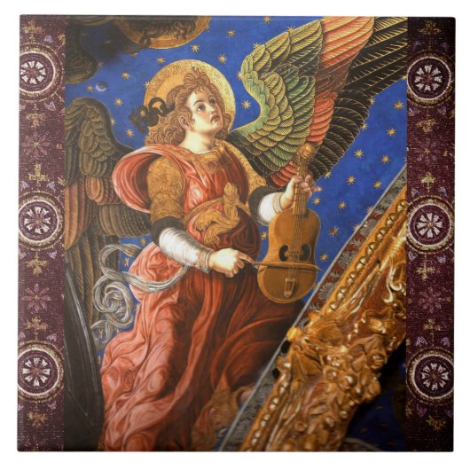ビエル・クリスマスを迎える音楽を作る天使 タイル (正面)
