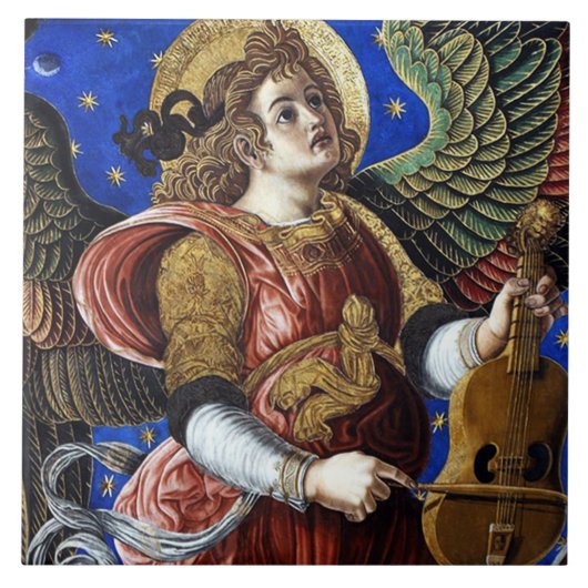 ビエル・クリスマスを迎える音楽を作る天使 タイル (正面)