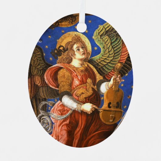 ビエル・クリスマスを迎える音楽を作る天使 メタルオーナメント (正面)