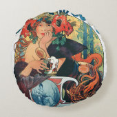 ビエレスドゥラミューズアルフォンスミュシャ装飾用クッション ラウンドクッション (裏面)